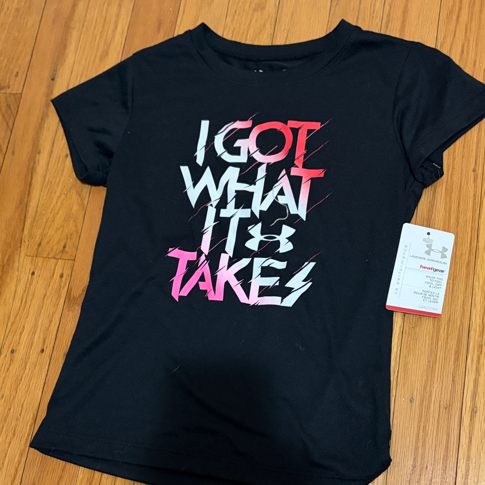 Under Armour Kids Black and Pink Graphic Tee